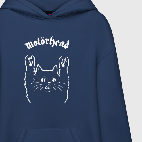 Худи SuperOversize хлопок Motorhead рок кот, цвет темно-синий - фото 3