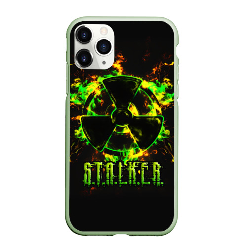 Чехол для iPhone 11 Pro матовый с принтом STALKER  yellow-green fire, вид спереди #2