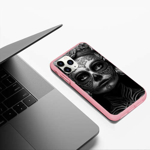 Чехол для iPhone 11 Pro Max матовый с принтом Девушка с макияжем для дня мертвых, фото #5