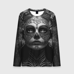 Мужской лонгслив 3D Девушка с макияжем для дня мертвых