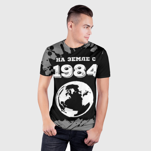 Мужская футболка 3D Slim с принтом На Земле с 1984: краска на темном, фото на моделе #1