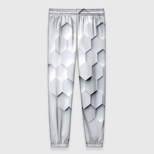 Женские брюки 3D с принтом Серый соты, вид сзади #1