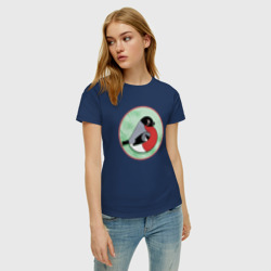 Женская футболка хлопок Снегирь на ветке - фото 2