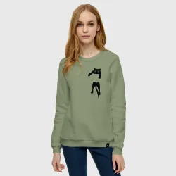 Женский свитшот хлопок Черный котик в кармашке - фото 2