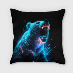 Подушка 3D Неоновый медведь с горящими клыками