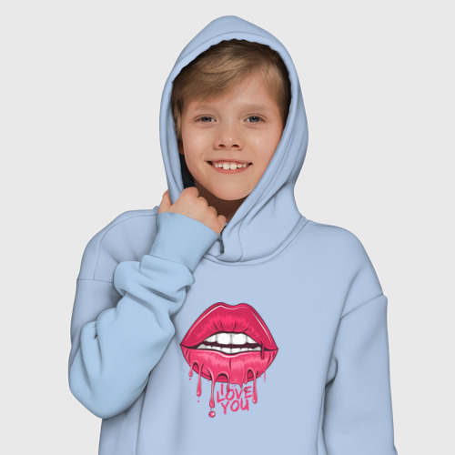 Детское худи Oversize хлопок Sweet Lips, цвет мягкое небо - фото 12