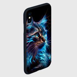 Чехол для iPhone XS Max матовый Неоновый кот искрящий молниями - фото 2