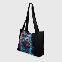 Пляжная сумка 3D Неоновый кот искрящий молниями - фото 2