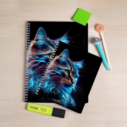 Тетрадь Неоновый кот искрящий молниями - фото 2