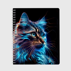 Тетрадь Неоновый кот искрящий молниями