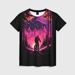 Женская футболка 3D Велопрогулка на закате