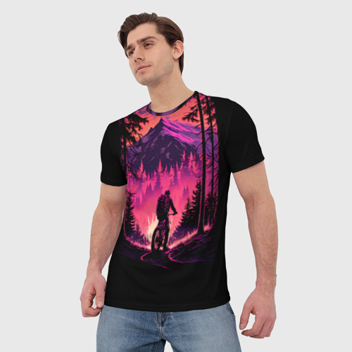 Мужская футболка 3D Велопрогулка на закате, цвет 3D печать - фото 3