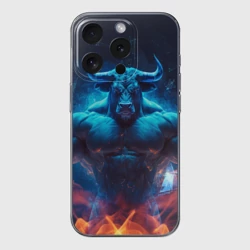 Чехол для iPhone 15 Pro Max силиконовый с защитой камеры Накаченный бык