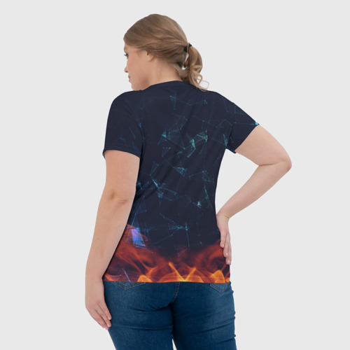 Женская футболка 3D с принтом Накаченный бык, вид сзади #2