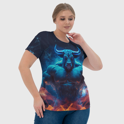 Женская футболка 3D с принтом Накаченный бык, фото #4