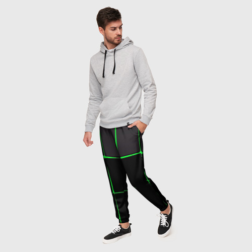Мужские брюки 3D с принтом Абстрактные лучи лазерные, фото на моделе #1