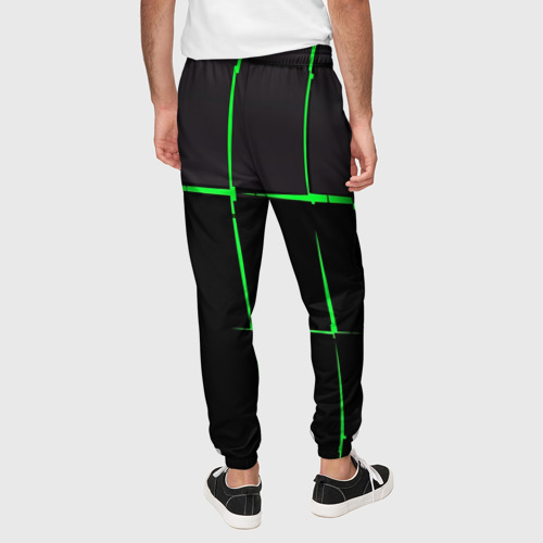 Мужские брюки 3D с принтом Абстрактные лучи лазерные, вид сзади #2