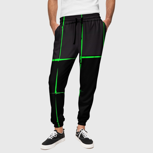 Мужские брюки 3D с принтом Абстрактные лучи лазерные, вид сбоку #3
