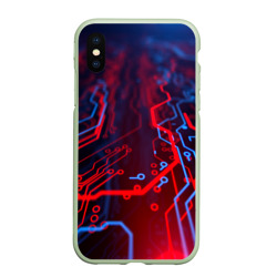 Чехол для iPhone XS Max матовый Neon Cyberpunk steel