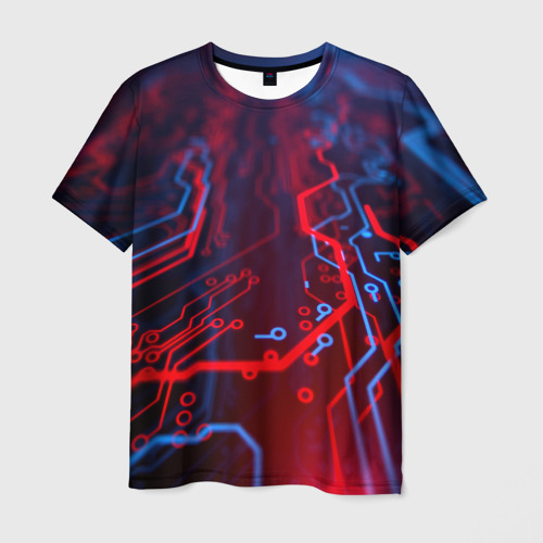 Мужская футболка с принтом Neon Cyberpunk steel, вид спереди №1
