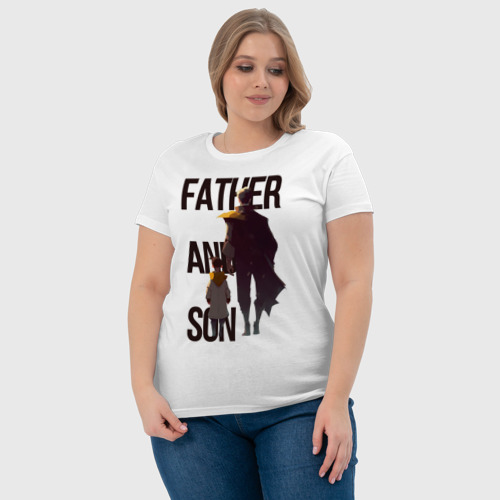 Женская футболка хлопок с принтом Отец и сын, фото #4