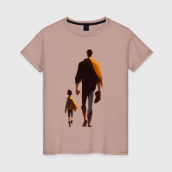 Женская футболка хлопок Отец и его сын