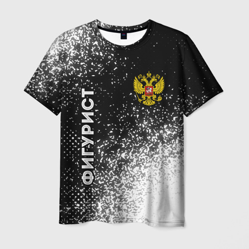 Мужская футболка 3D Фигурист из России и герб РФ: надпись, символ, цвет 3D печать
