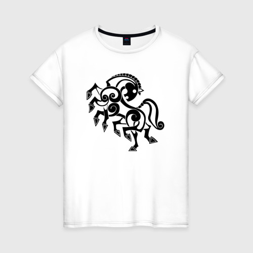 Женская футболка из хлопка с принтом Слейпнир конь Бога Одина, вид спереди №1