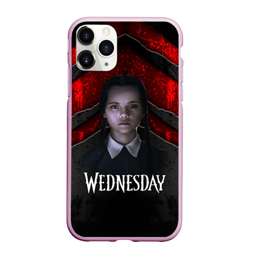 Чехол для iPhone 11 Pro Max матовый Wedneday black and red, цвет розовый