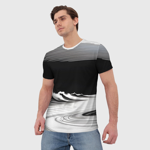 Мужская футболка 3D Ураган линий, цвет 3D печать - фото 3