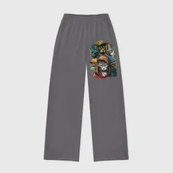 Женские брюки oversize без начеса хлопок Уличные коты