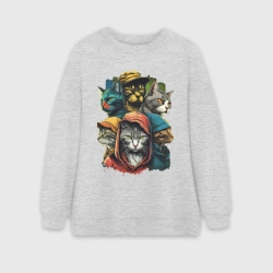 Женский свитшот oversize без начеса хлопок Уличные коты