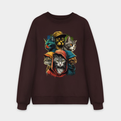 Мужской свитшот oversize без начеса хлопок Уличные коты