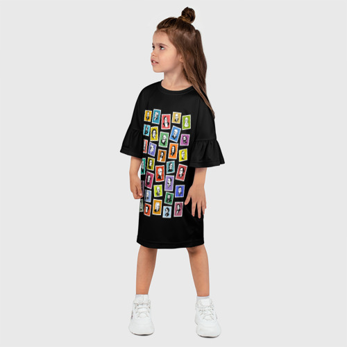 Детское платье 3D с принтом Классические композиторы на марках, фото на моделе #1