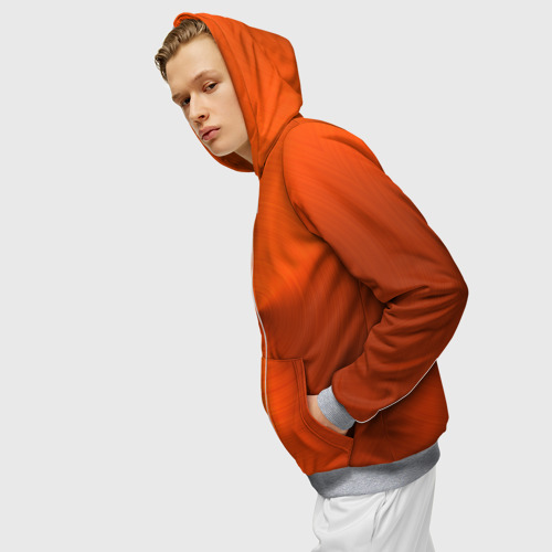 Мужская толстовка 3D на молнии Оранжевый волнообразный дисковый узор, цвет меланж - фото 5
