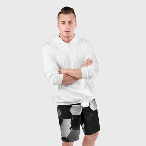 Мужские шорты спортивные Хромированная броня сталь, цвет 3D печать - фото 5