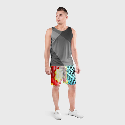 Мужские шорты спортивные Shape abstract color, цвет 3D печать - фото 4