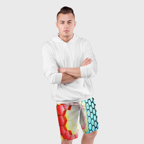 Мужские шорты спортивные Shape abstract color, цвет 3D печать - фото 5