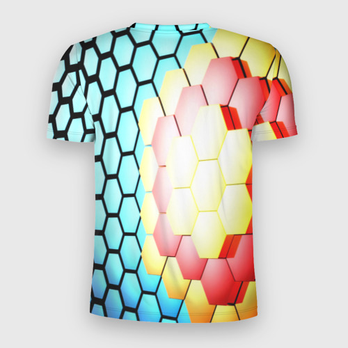 Мужская футболка 3D Slim с принтом Shape abstract color, вид сзади #1