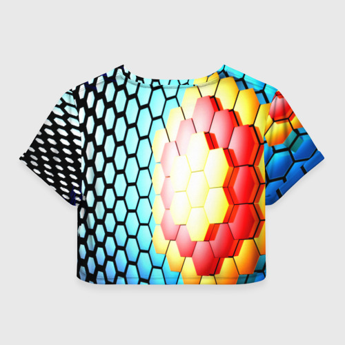 Женская футболка Crop-top 3D Shape abstract color, цвет 3D печать - фото 2