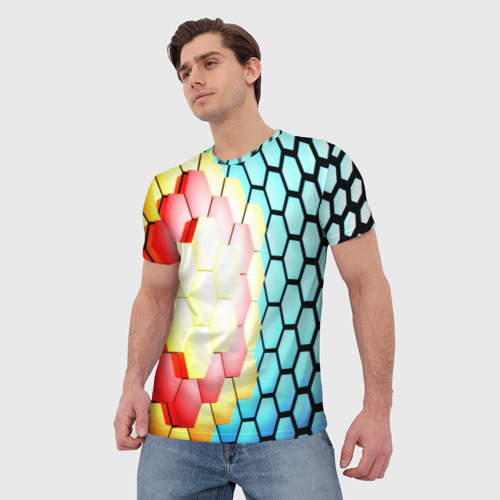 Мужская футболка 3D Shape abstract color, цвет 3D печать - фото 3