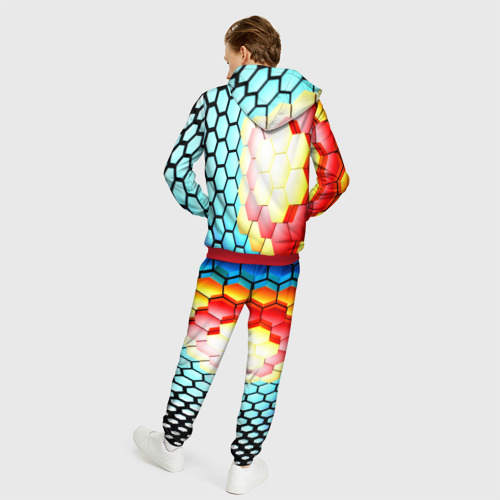 Мужской 3D костюм с принтом Shape abstract color, вид сзади #2