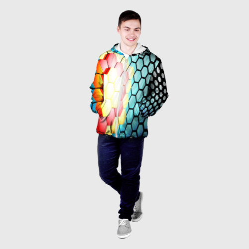 Мужская куртка 3D с принтом Shape abstract color, фото на моделе #1
