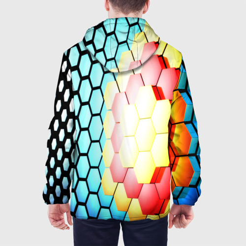 Мужская куртка 3D с принтом Shape abstract color, вид сзади #2