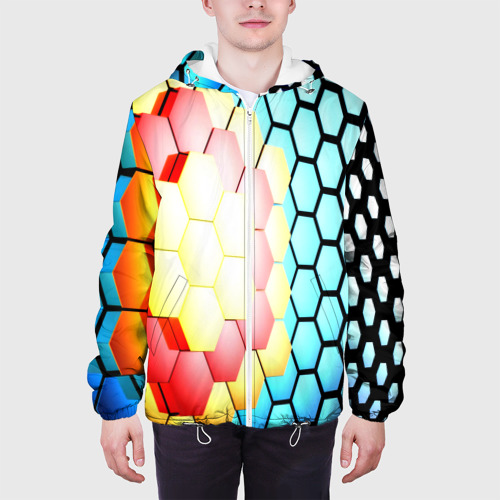 Мужская куртка 3D с принтом Shape abstract color, вид сбоку #3