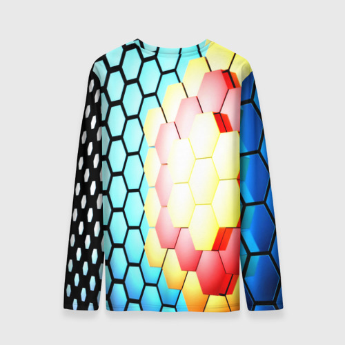 Мужской лонгслив 3D с принтом Shape abstract color, вид сзади #1