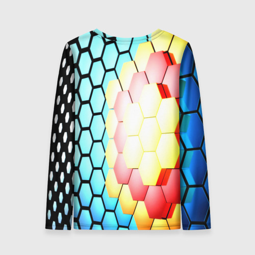 Женский лонгслив 3D с принтом Shape abstract color, вид сзади #1
