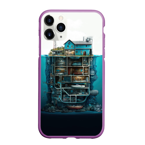 Чехол для iPhone 11 Pro матовый с принтом Подводный дом, вид спереди #2