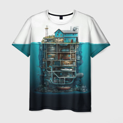 Мужская футболка 3D Подводный дом
