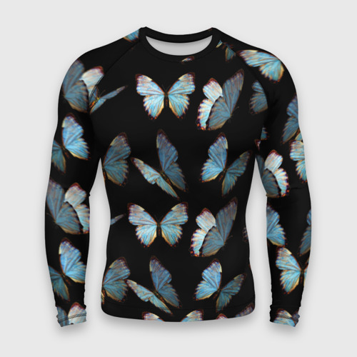 Мужской рашгард 3D с принтом Butterflies pattern, вид спереди #2